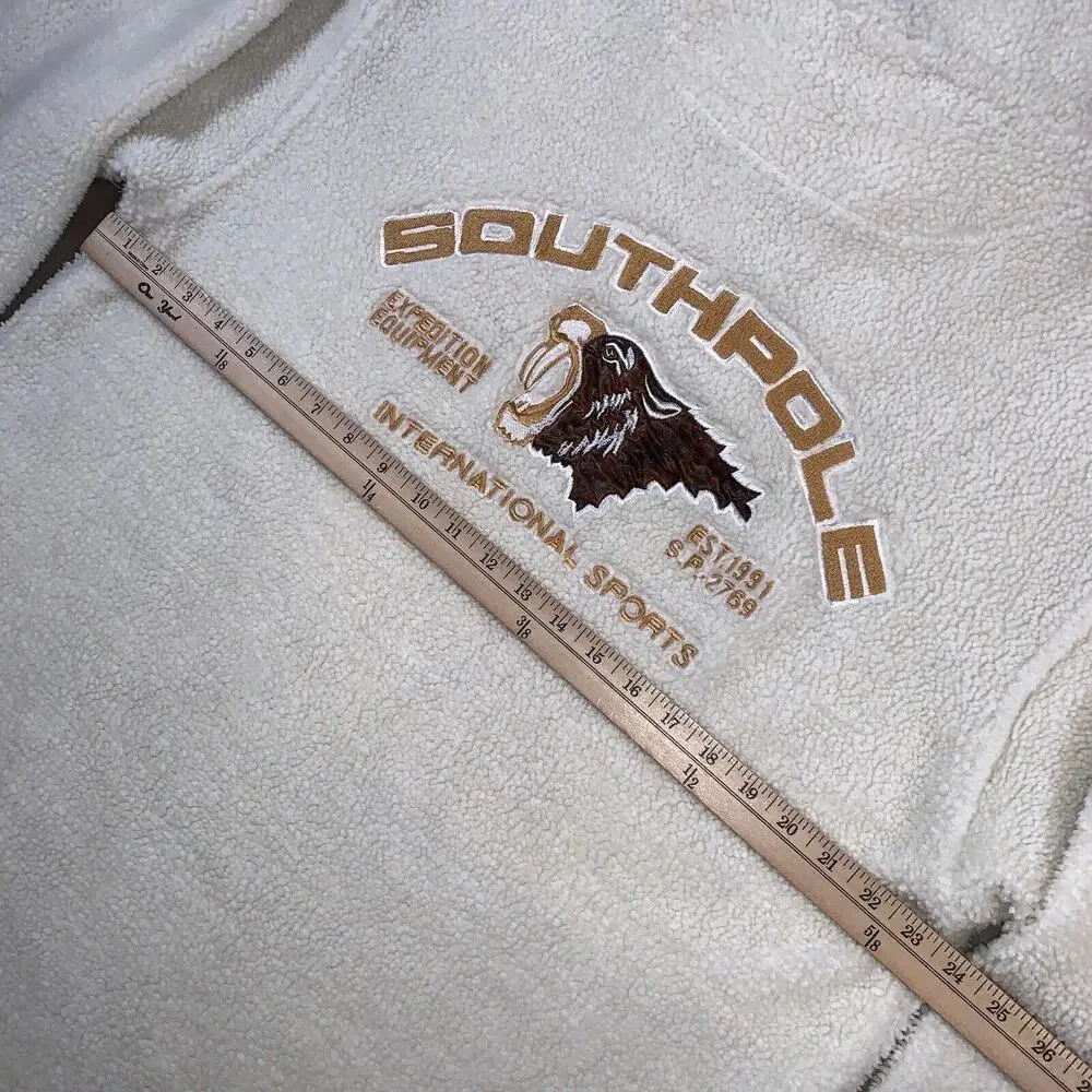 Vintage SOUTHPOLE Sweater Men Large White 1/4 Zip Pullover HipHop Y2K Sherpa 90s
